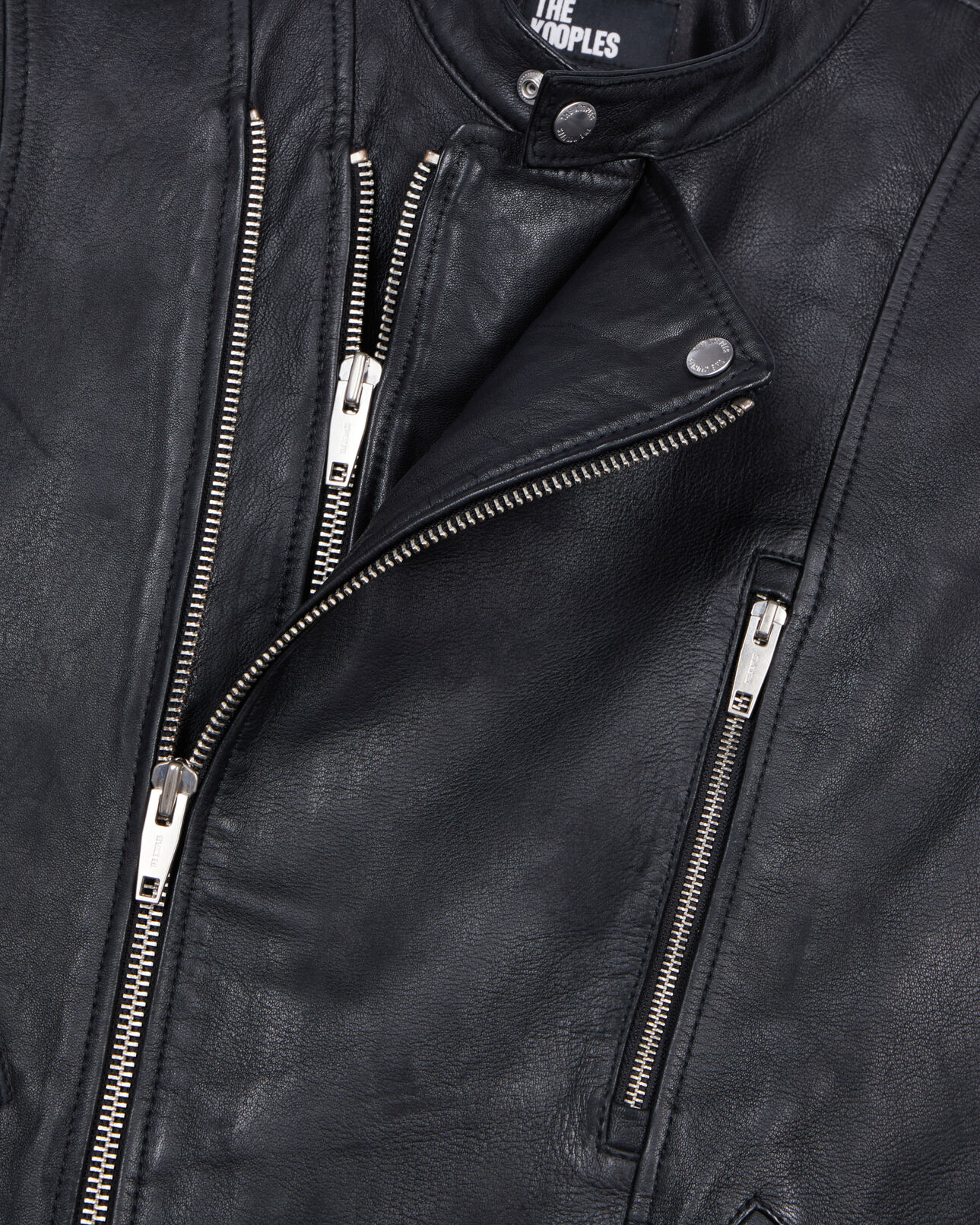 The Kooples MEN BLACK black leather biker jacket