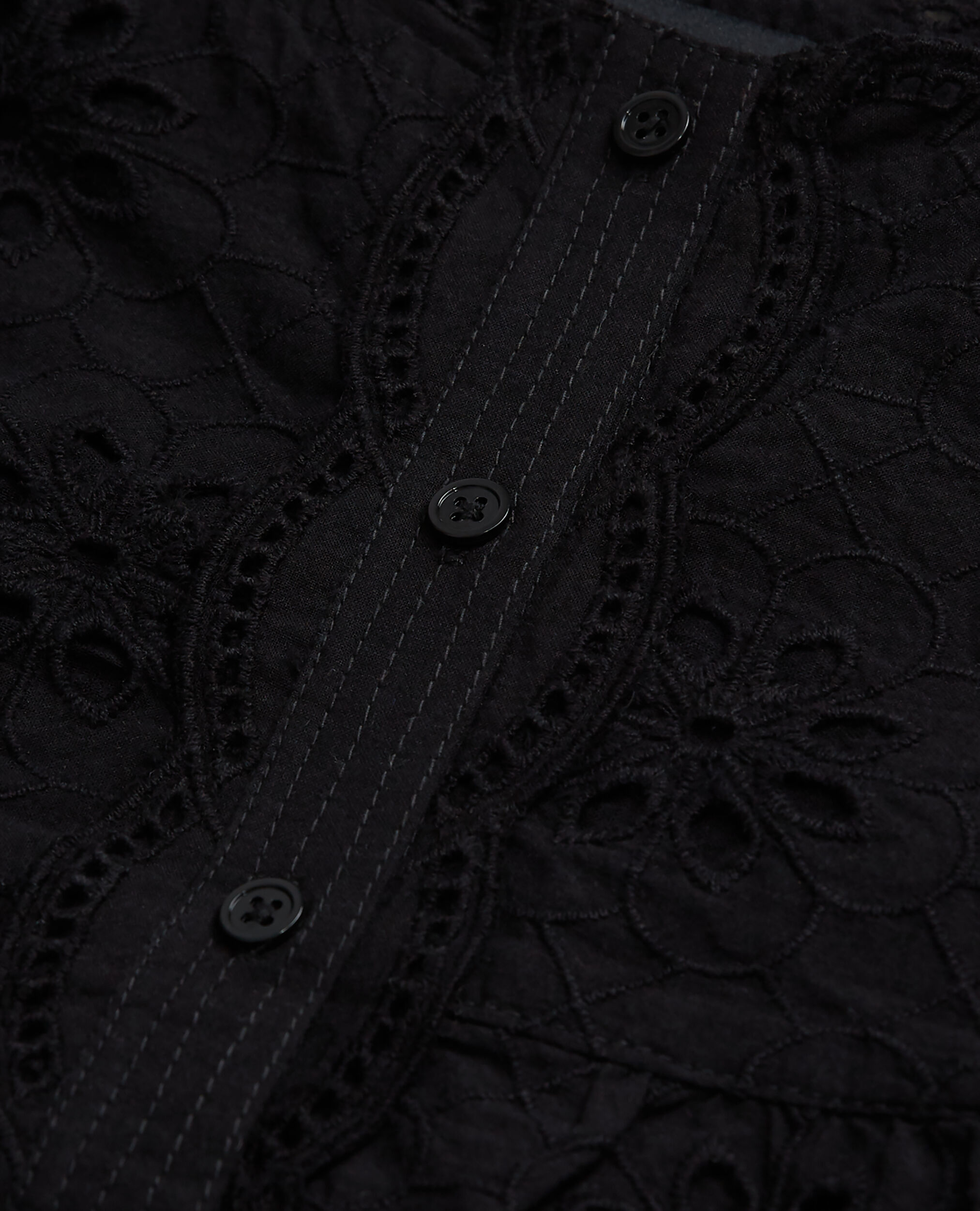 Top corto negro abotonado bordado inglés, BLACK, hi-res image number null