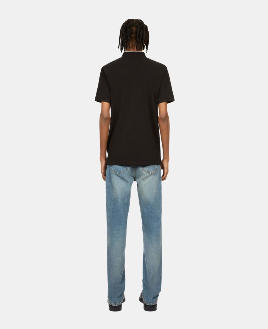 The Kooples H BLACK / WHITE black pique cotton polo t-shirt