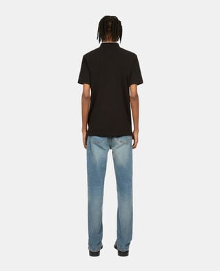 The Kooples H BLACK / WHITE black pique cotton polo t-shirt
