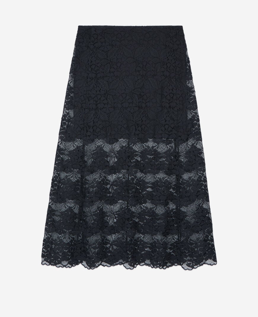 The Kooples WOMEN BLACK long black lace skirt