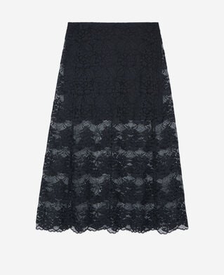The Kooples WOMEN BLACK long black lace skirt