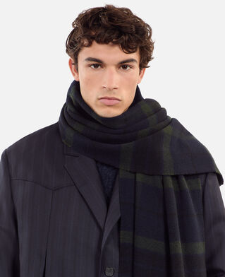 The Kooples M GREEN NAVY checked wool scarf