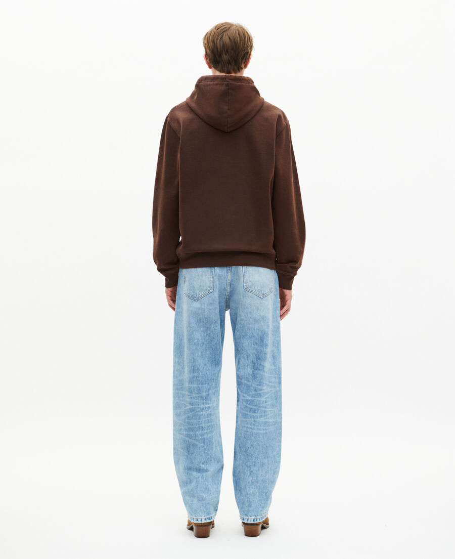 The Kooples MEN BROWN hooded sweatshirt with brown embroidery