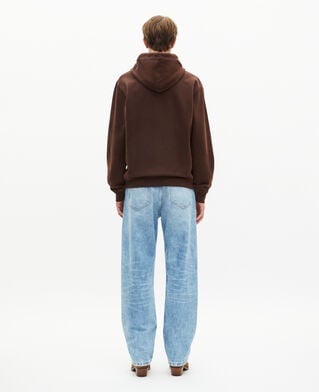 The Kooples MEN BROWN hooded sweatshirt with brown embroidery