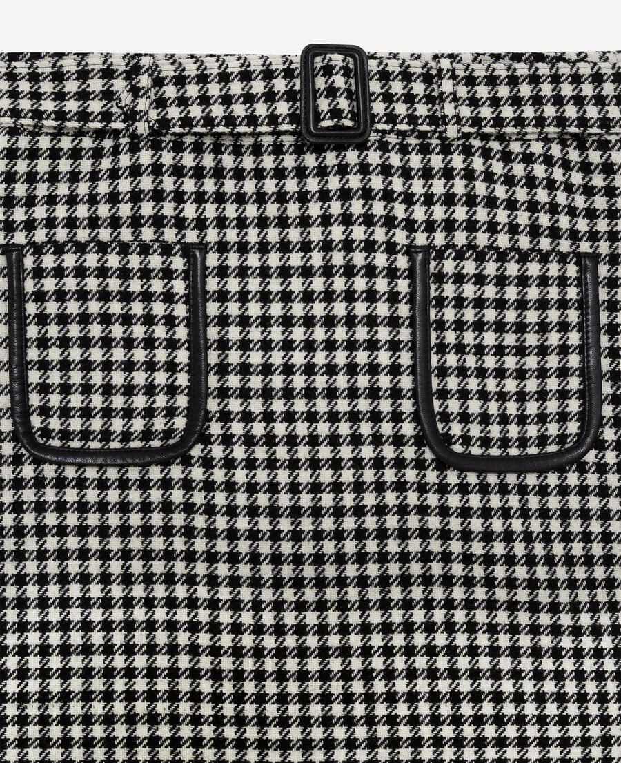 The Kooples WOMEN BLACK WHITE short black and white houndstooth skirt
