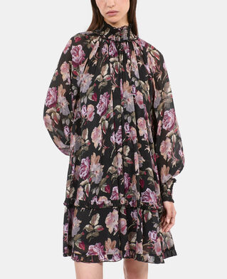 The Kooples DAMEN BLACK / PURPLE kurzes kleid mit blumenprint