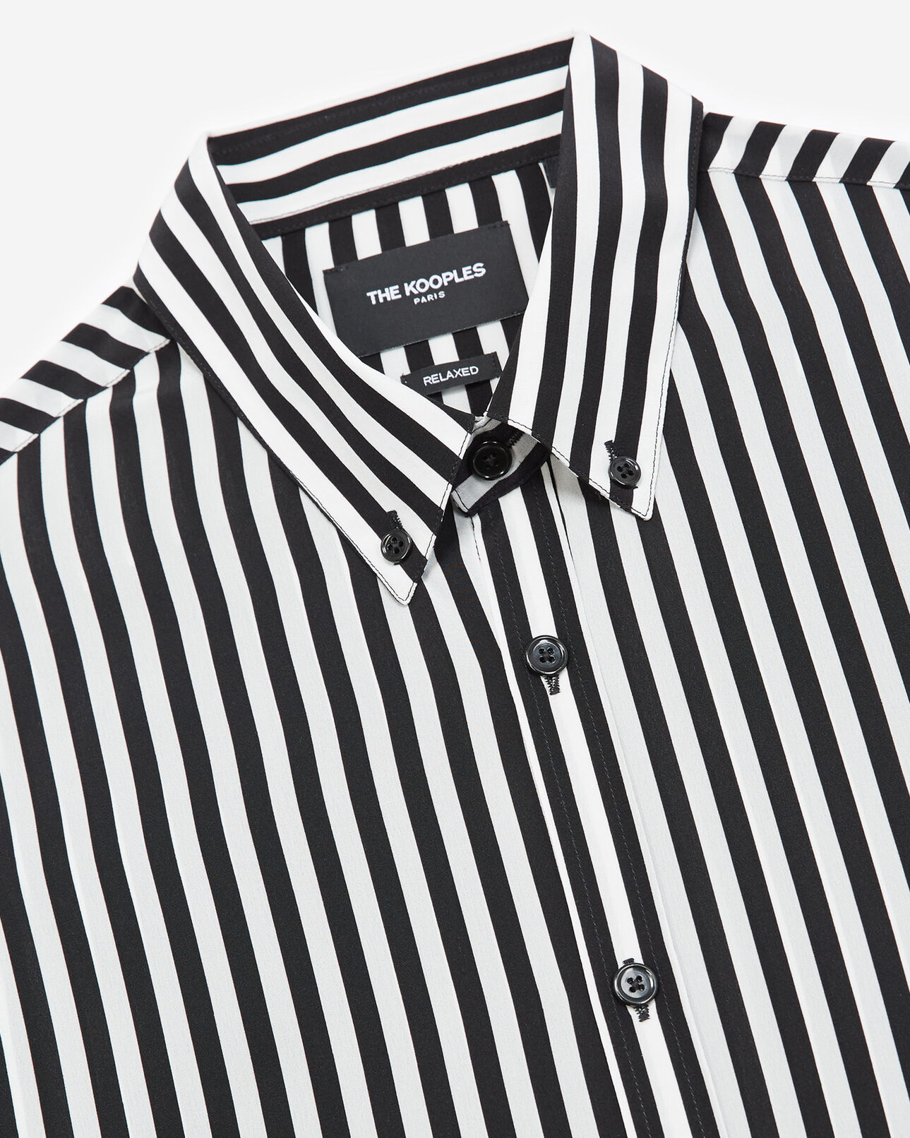 The Kooples HOMME BLACK WHITE chemise soie noire et blanche à rayures