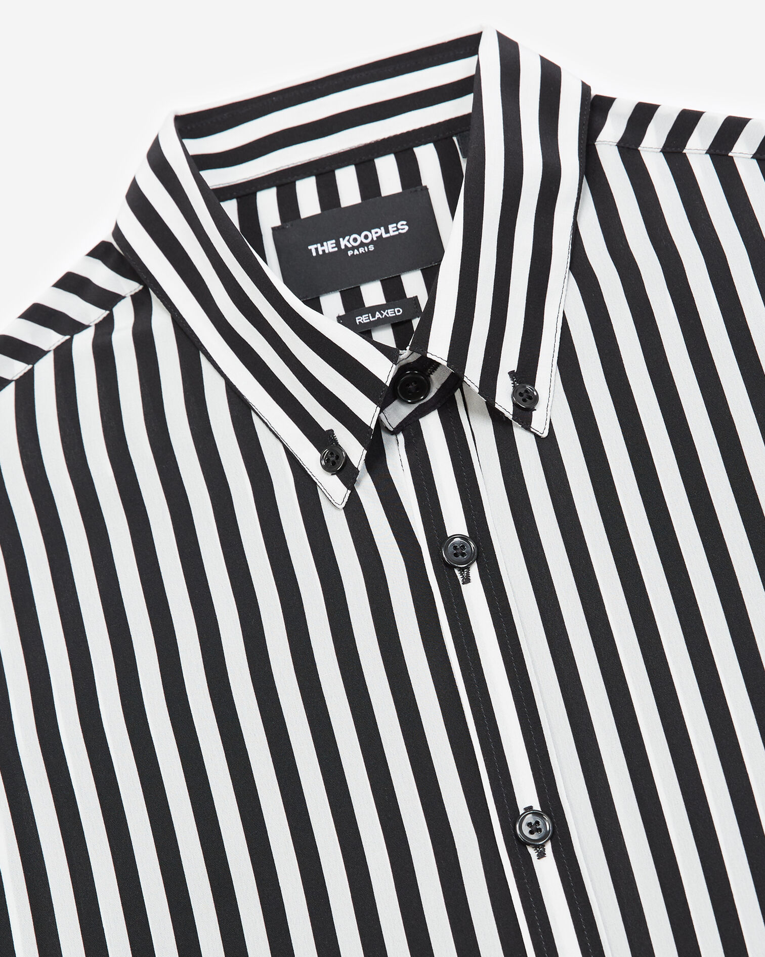 Striped black and white silk shirt, BLACK WHITE, hi-res image number null