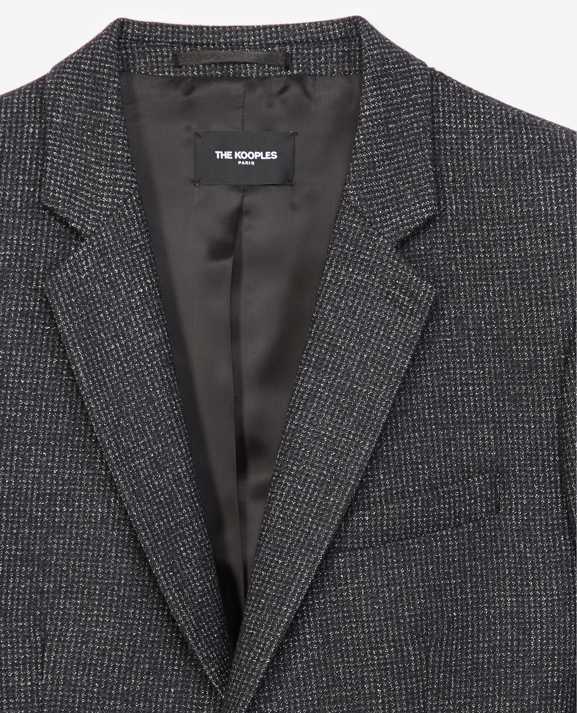 Formal black jacket in wool w/elbow patches, BLACK GREY, hi-res image number null