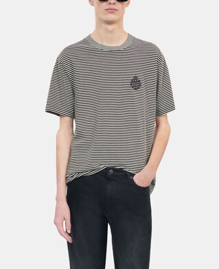 The Kooples H BLACK / WHITE striped blazon t-shirt