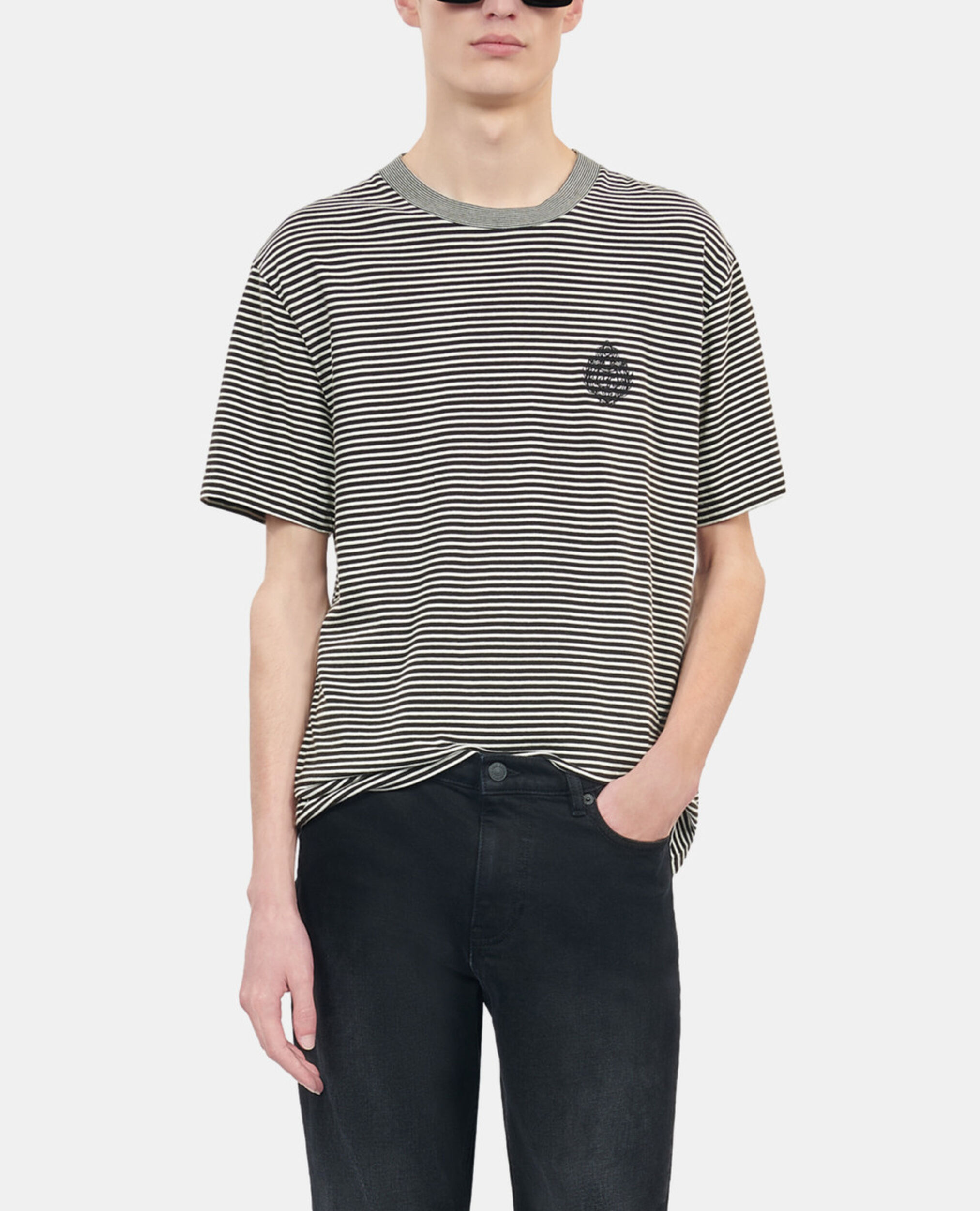 Striped Blazon t-shirt, BLACK / WHITE, hi-res image number null