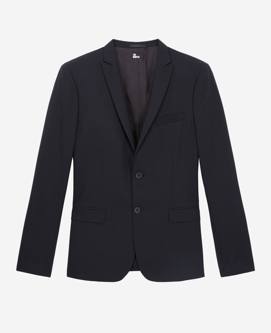 marineblaue anzugjacke aus wolle