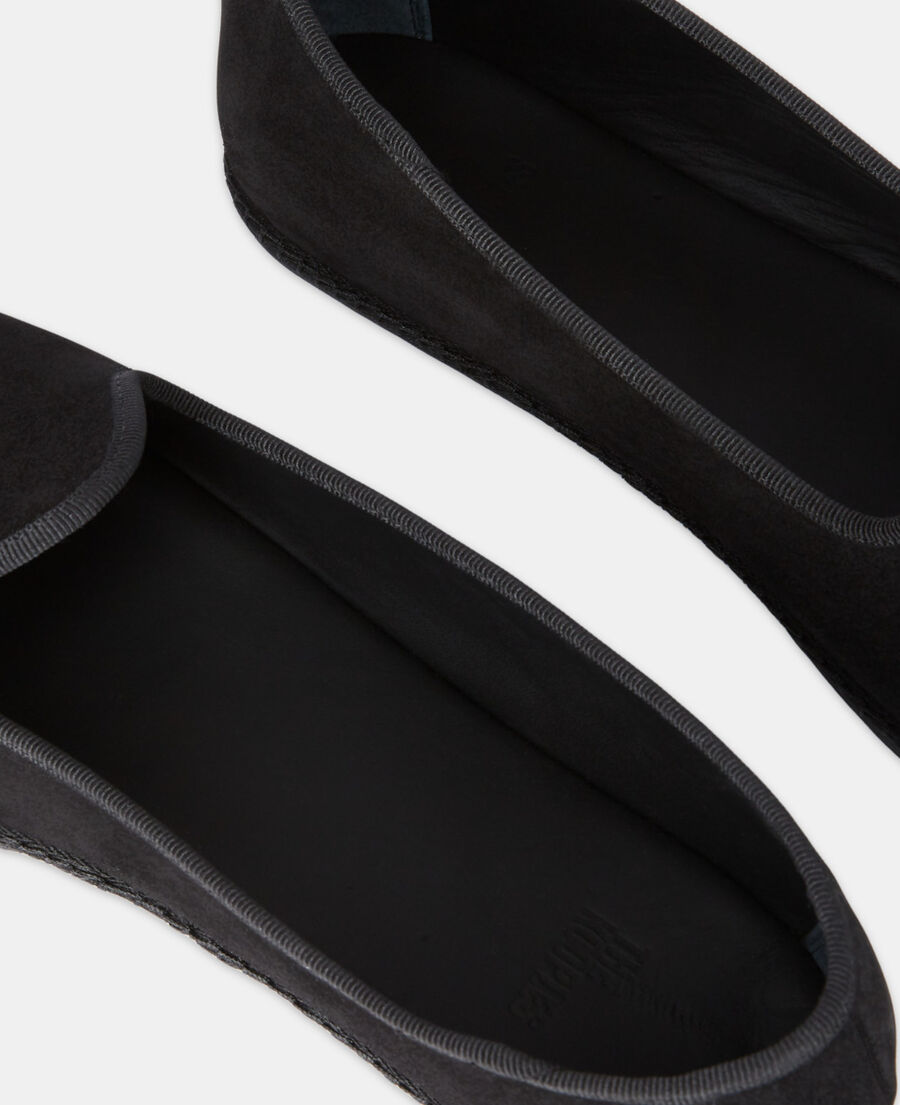 slippers en cuir noir