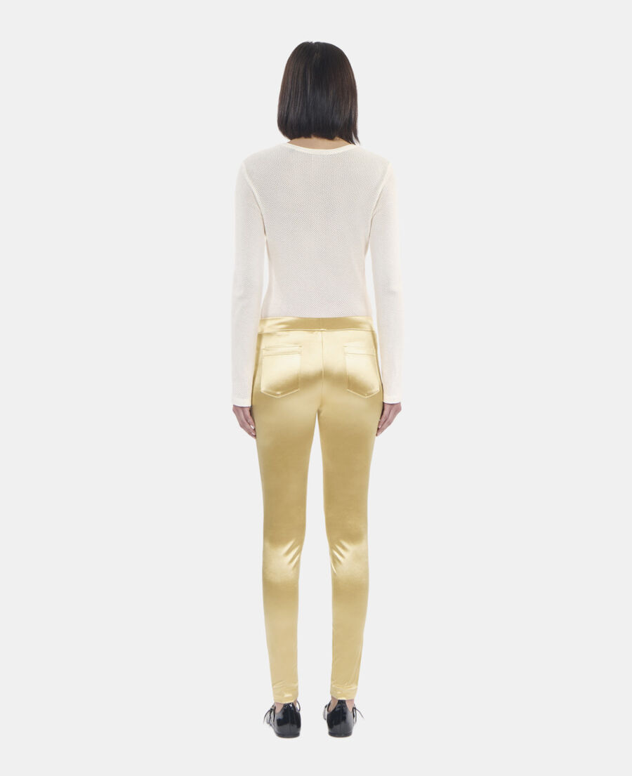 The Kooples DAMEN ANTIC GOLD goldene leggings aus satin