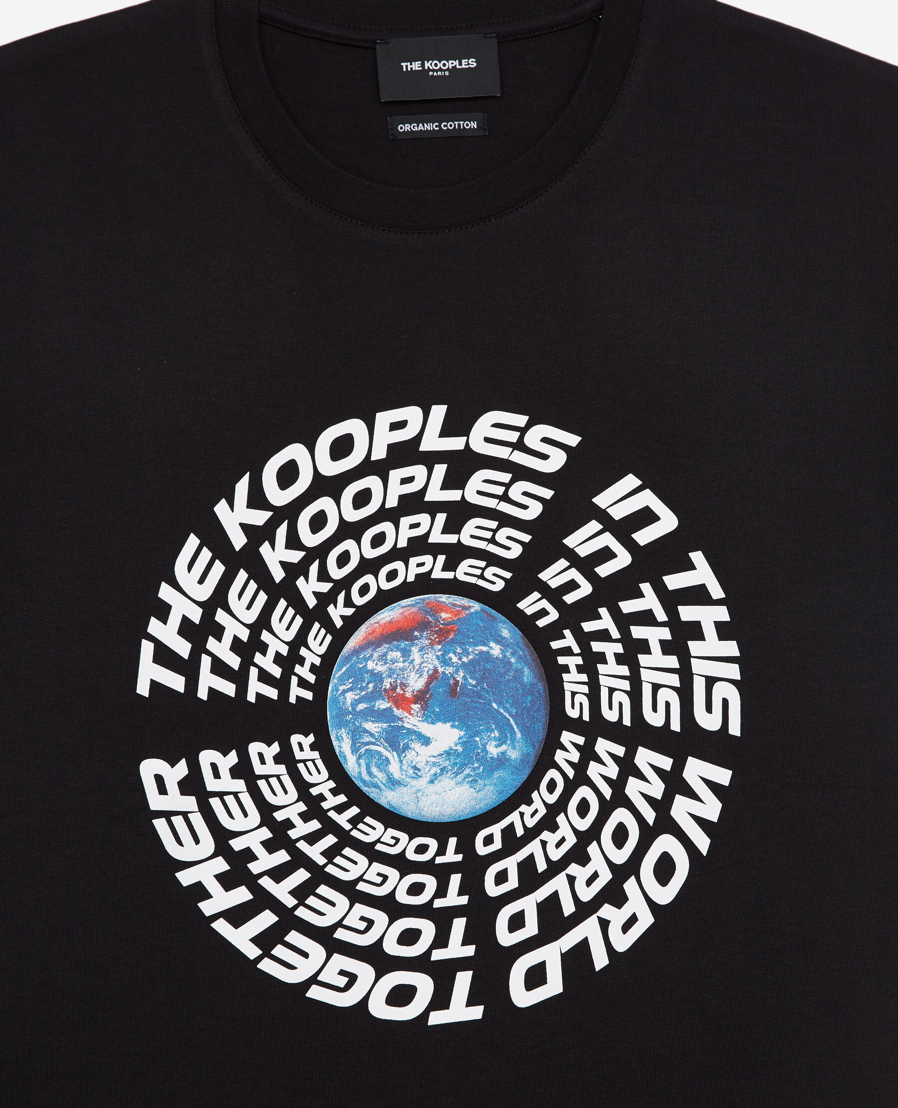 Black cotton T shirt with planet motif The Kooples