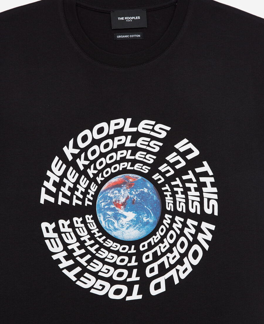 Black cotton T-shirt with planet motif | The Kooples - US