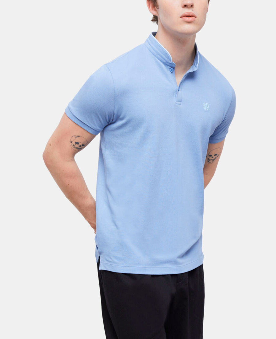 The Kooples H ALLURE BLUE / AQUA blue officer collar polo shirt