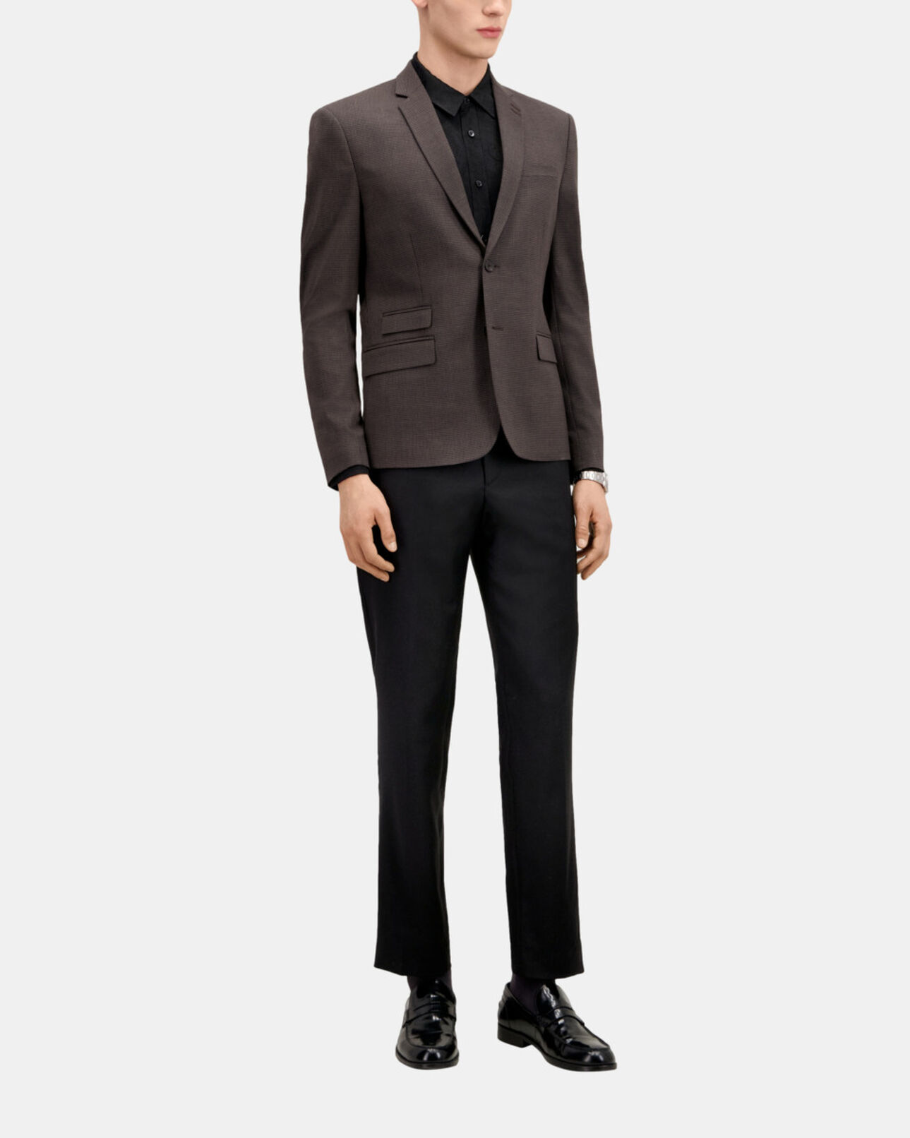 The Kooples MEN BROWN / BLACK brown houndstooth wool suit jacket
