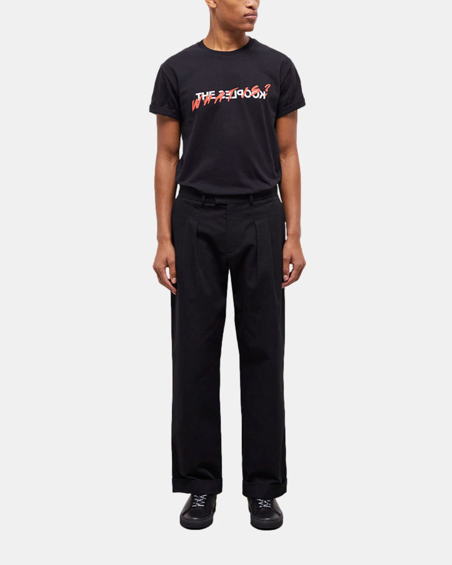 Pantalon large noir, BLACK, hi-res image number null