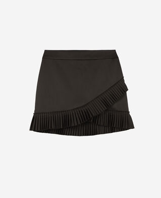 The Kooples WOMEN BLACK black satin wrap-style short skirt