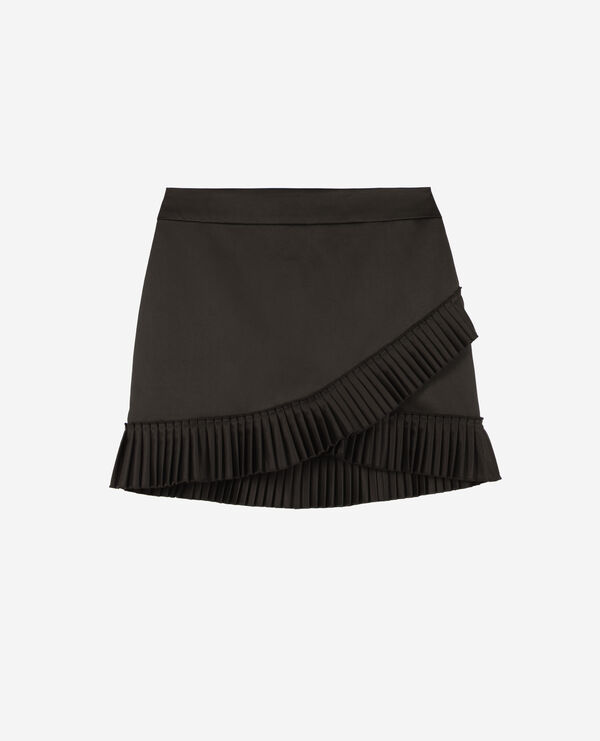 The Kooples MUJER BLACK falda corta cruzada de satén negro