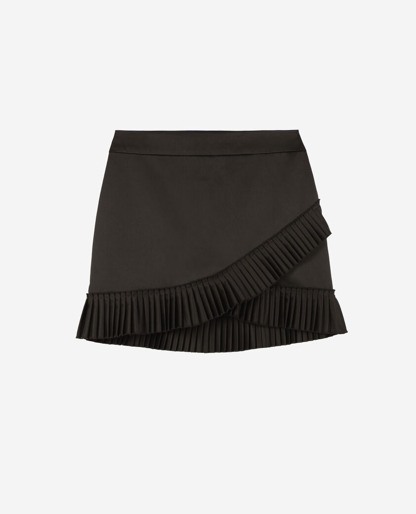 The Kooples FEMME BLACK jupe courte style portefeuille satinée noire