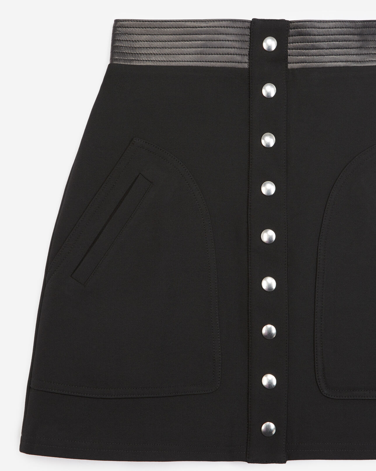 The Kooples FEMME BLACK jupe courte noire coupe trapèze à poches