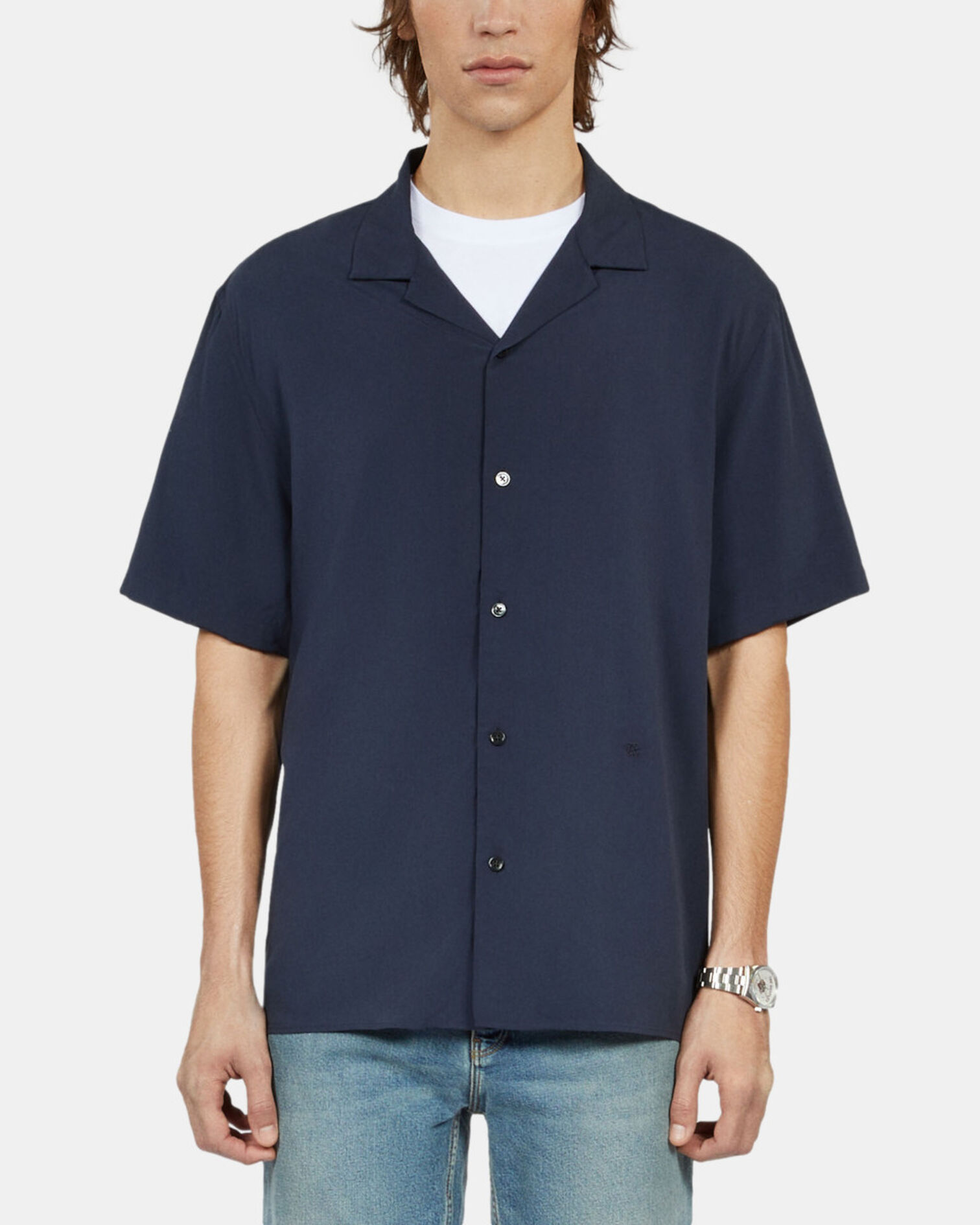 Chemise manches courtes bleu marine, NAVY, hi-res image number null