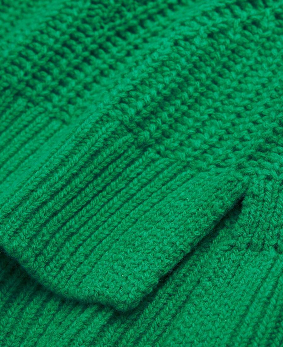 green wool sweater