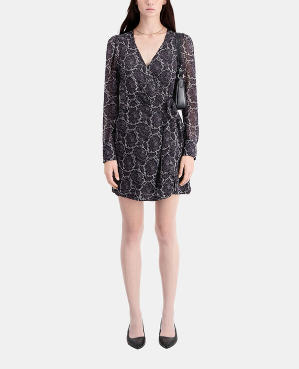 short printed wrap dress