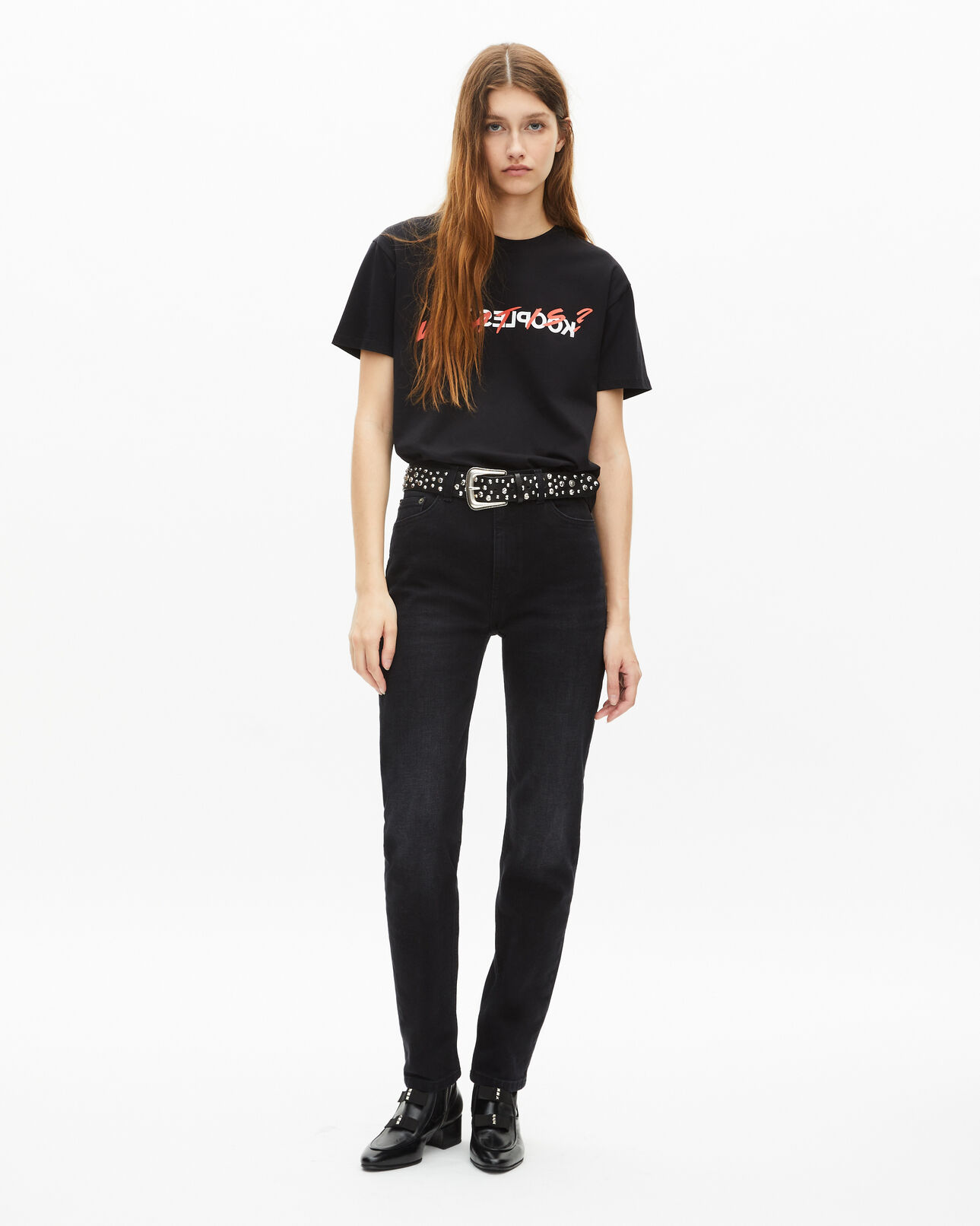The Kooples WOMEN BLACK black what is noir print t-shirt