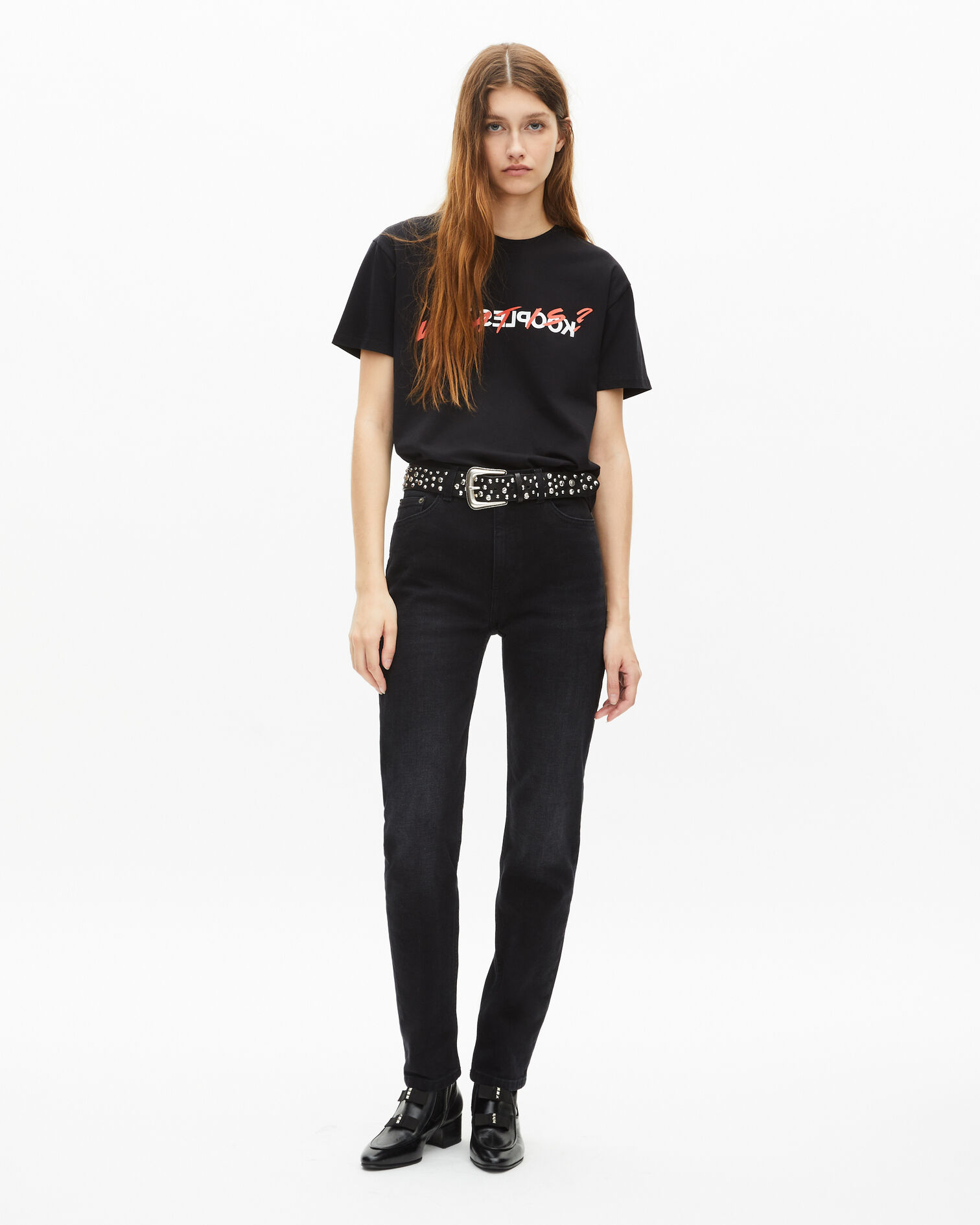 Black What is noir print T-shirt, BLACK, hi-res image number null