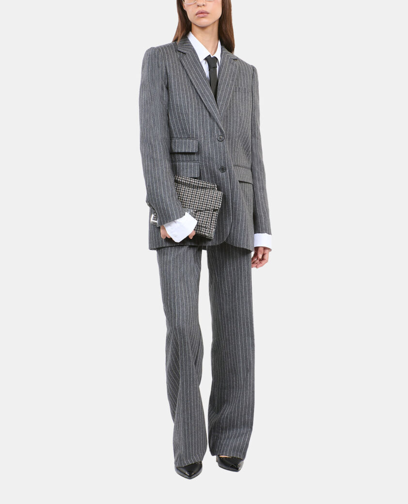 The Kooples WOMEN LIGHT GREY striped suit jacket