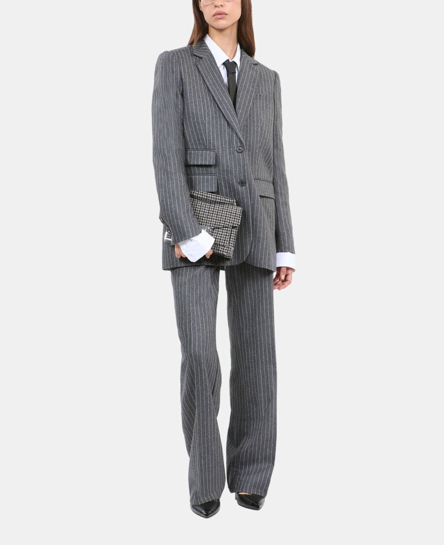The Kooples FEMME LIGHT GREY veste tailleur à rayures