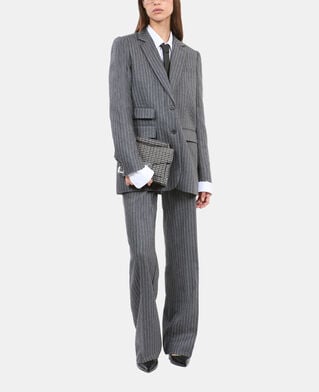 The Kooples FEMME LIGHT GREY veste tailleur à rayures