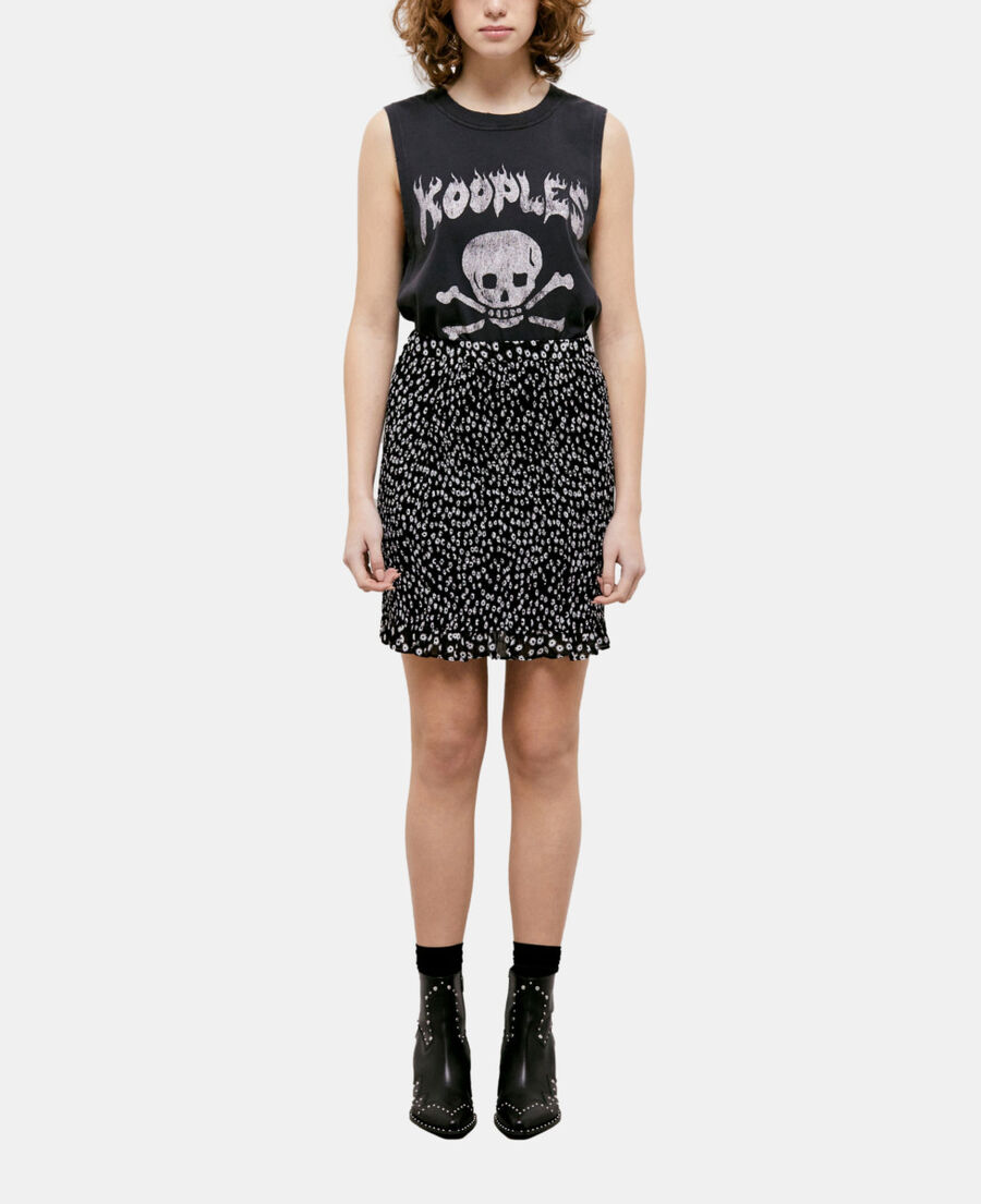 The Kooples WOMEN BLACK WHITE short printed skirt