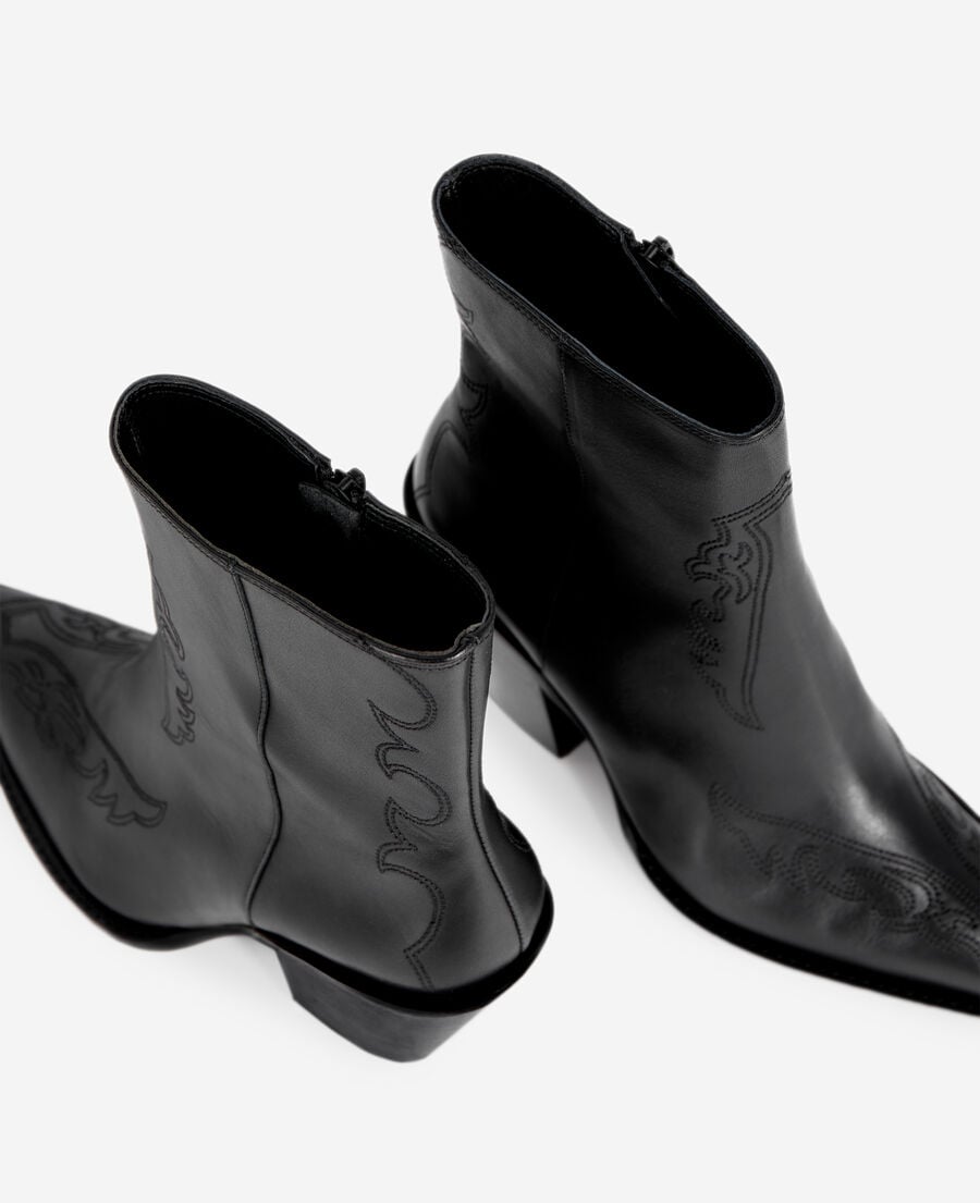 The Kooples FEMME BLACK bottines à talons en cuir noires