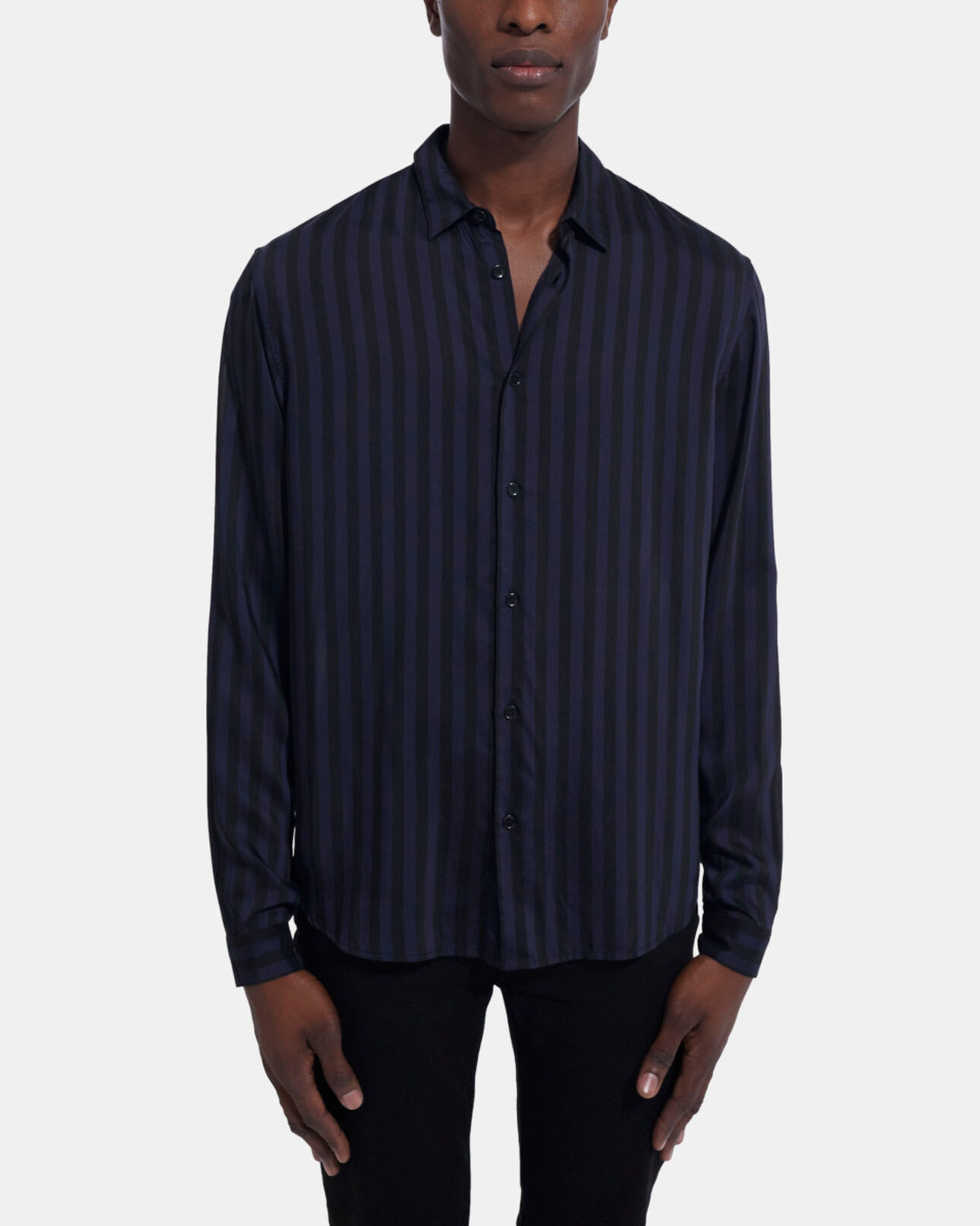 The Kooples MEN NAVY / BLACK striped shirt with classic collar