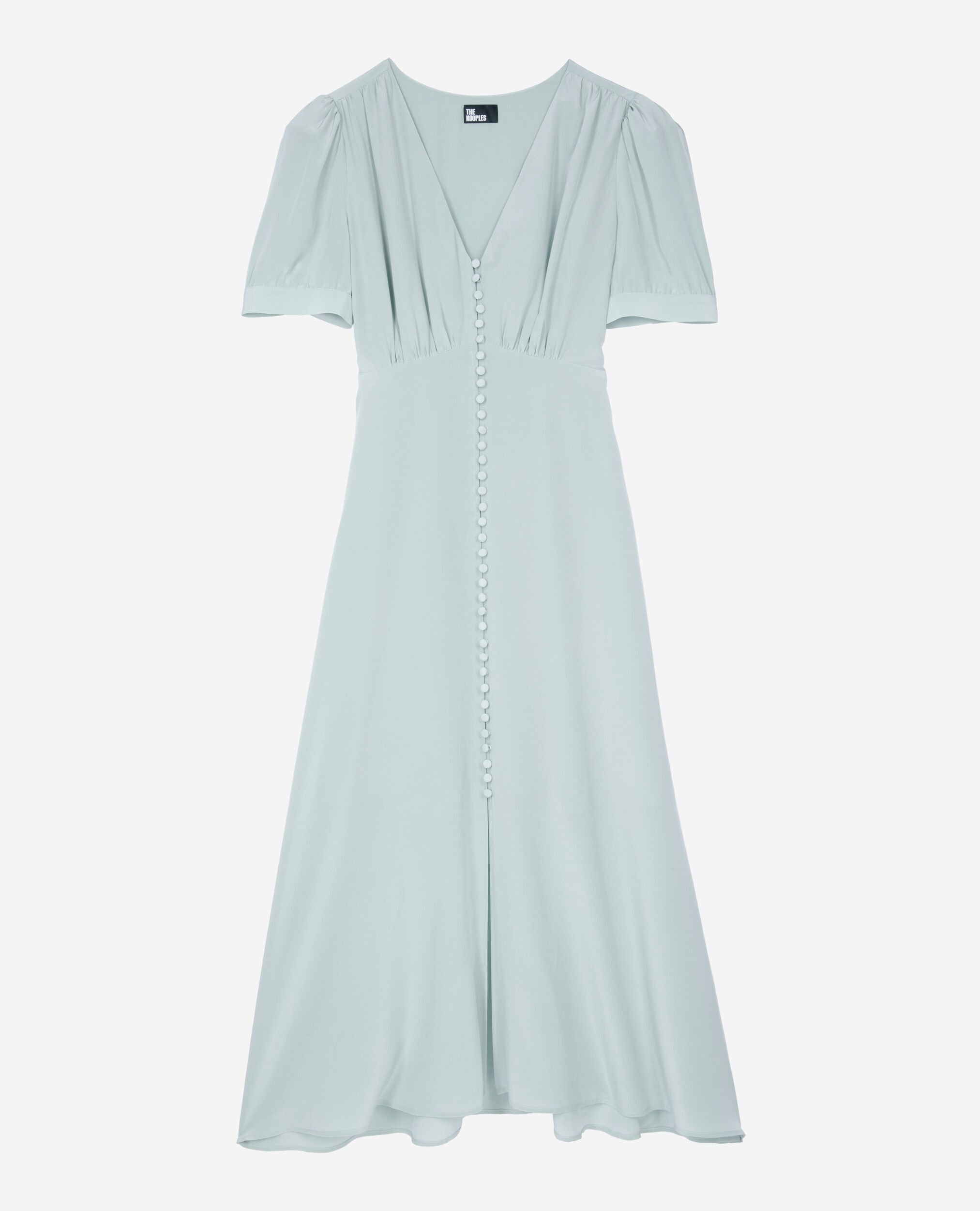 Long dress with blue silk buttoning, BLUE/GREEN, hi-res image number null