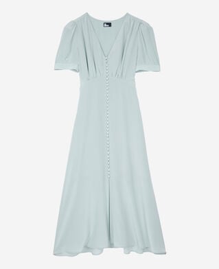 The Kooples WOMEN BLUE/GREEN long dress with blue silk buttoning