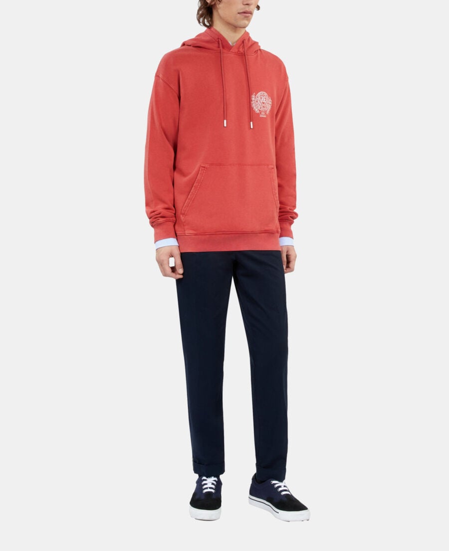 The Kooples MEN RED BRIQUE red sweatshirt with blazon serigraphy