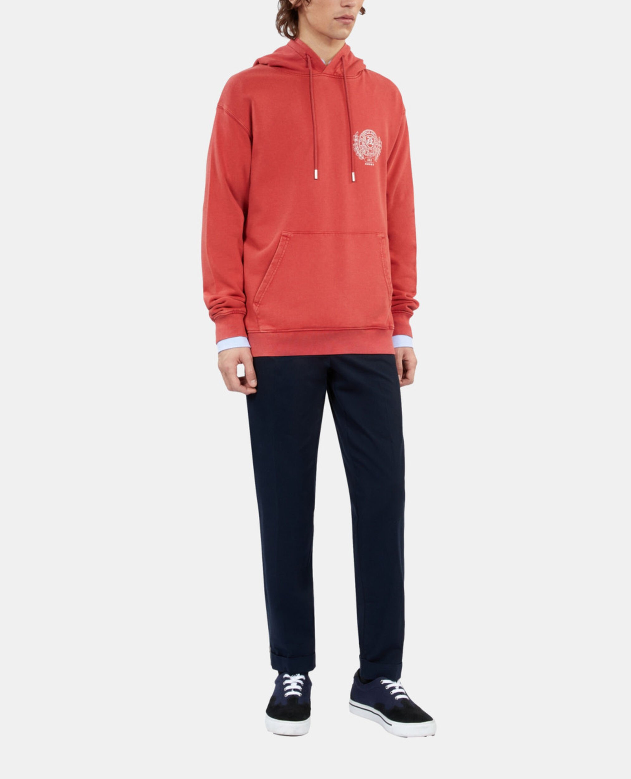 Red sweatshirt with Blazon serigraphy, RED BRIQUE, hi-res image number null