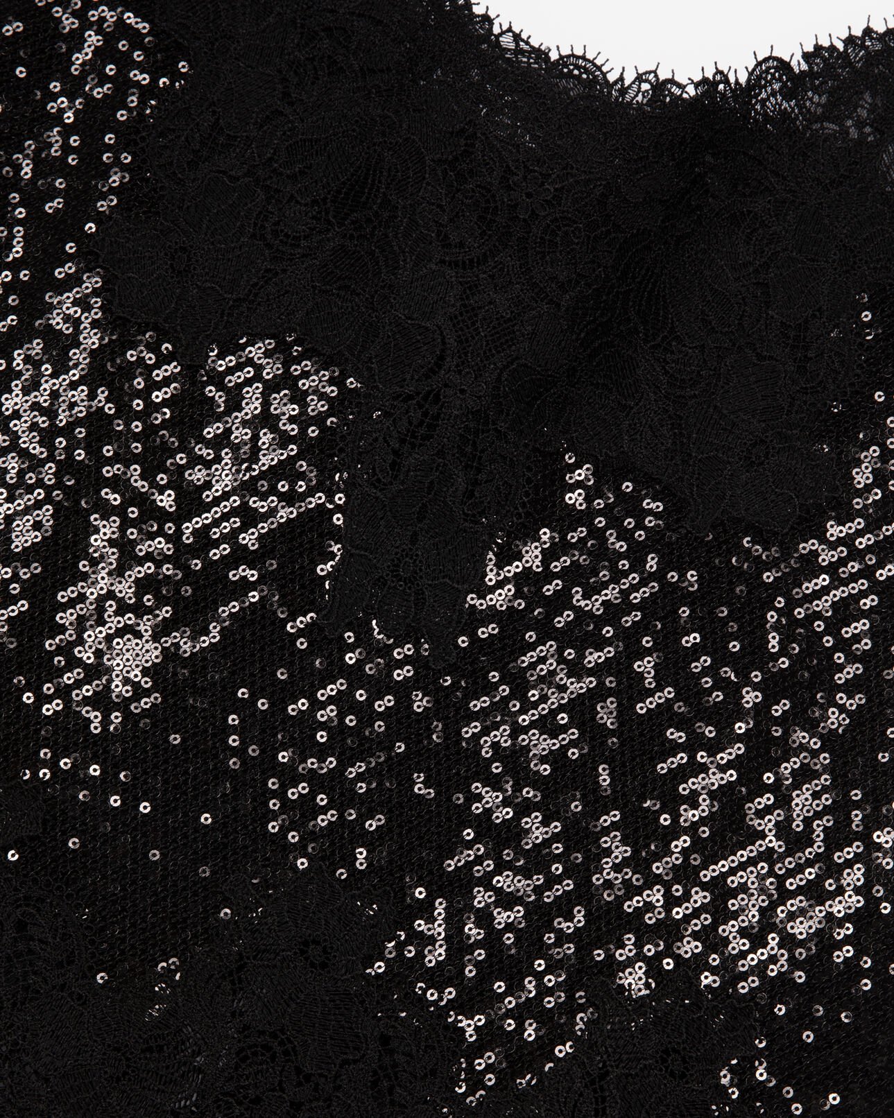 The Kooples FEMME BLACK caraco à sequins et dentelle noir