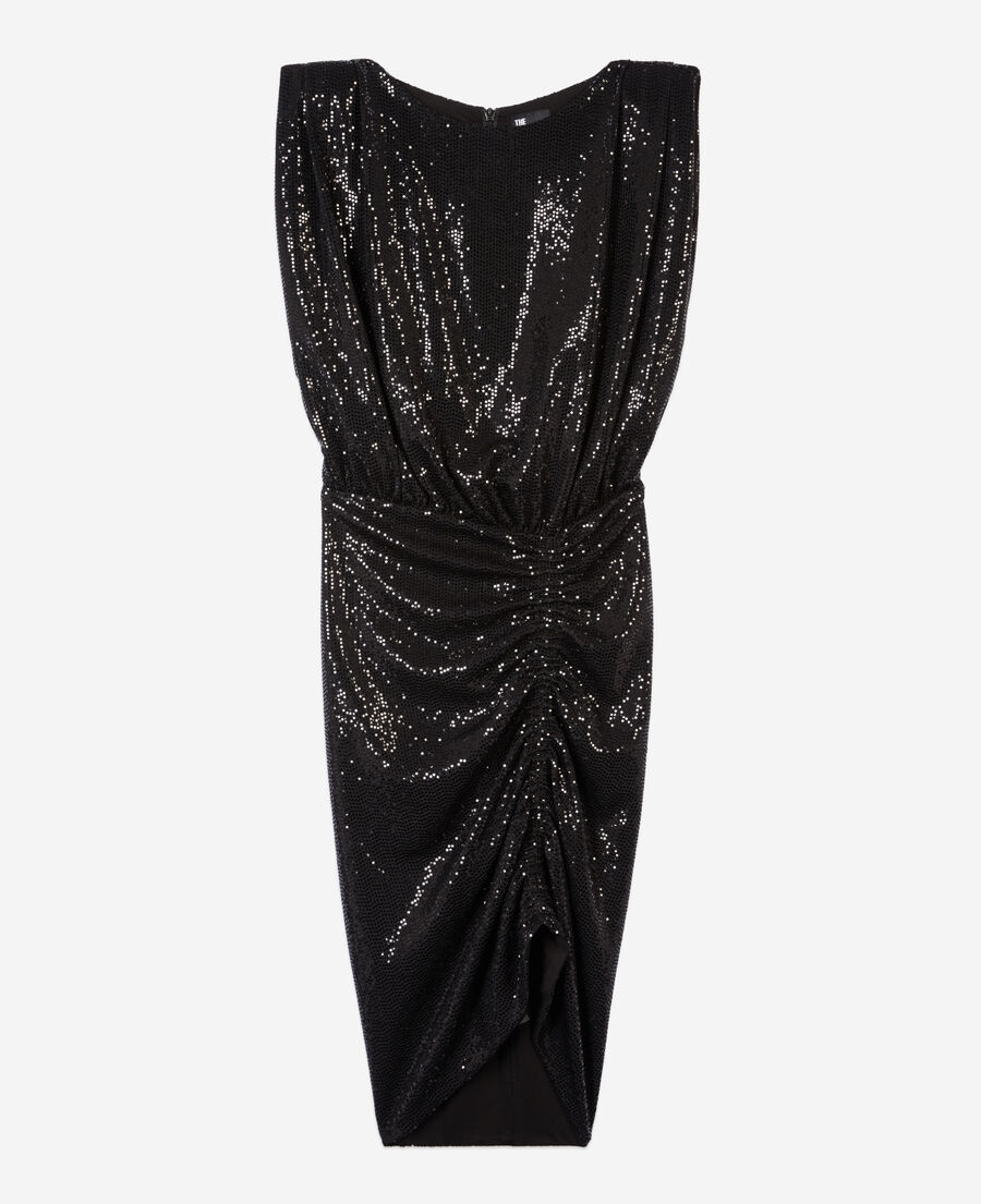 The Kooples FEMME BLACK robe courte à paillettes noire