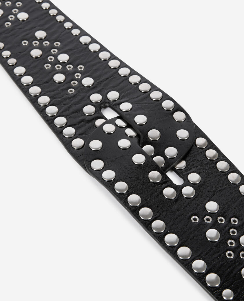The Kooples WOMEN BLACK wide studded black leather belt