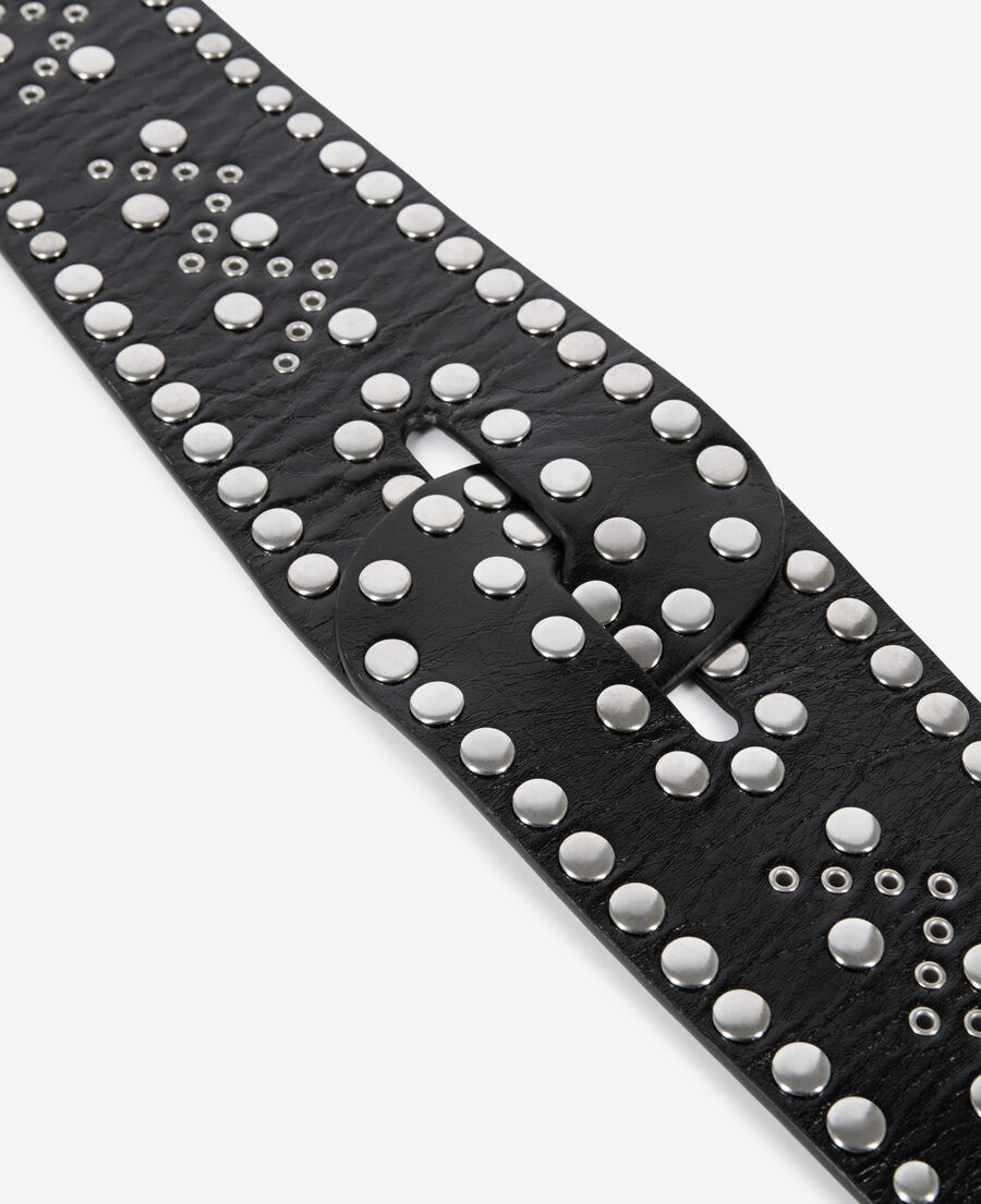 The Kooples WOMEN BLACK wide studded black leather belt