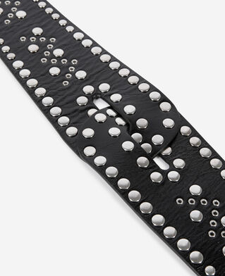 The Kooples WOMEN BLACK wide studded black leather belt