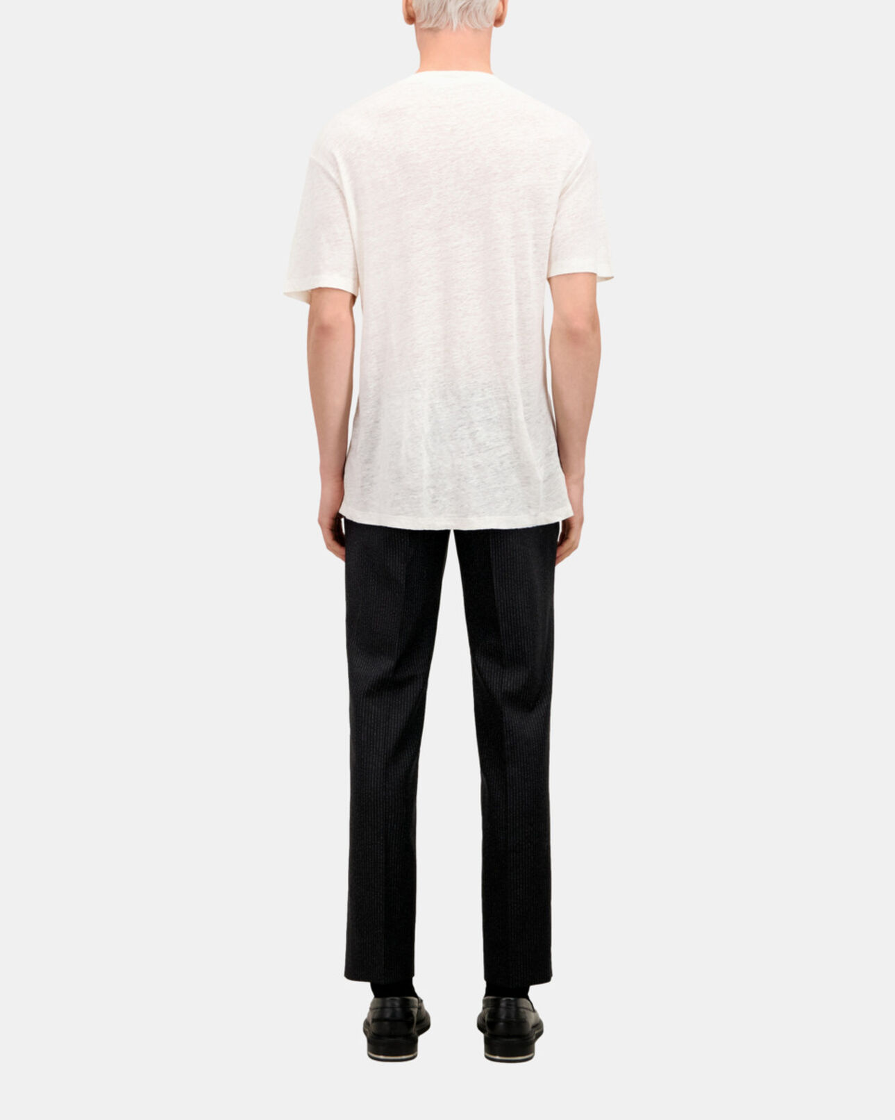 The Kooples HOMME ECRU t-shirt homme ecru en lin avec blason