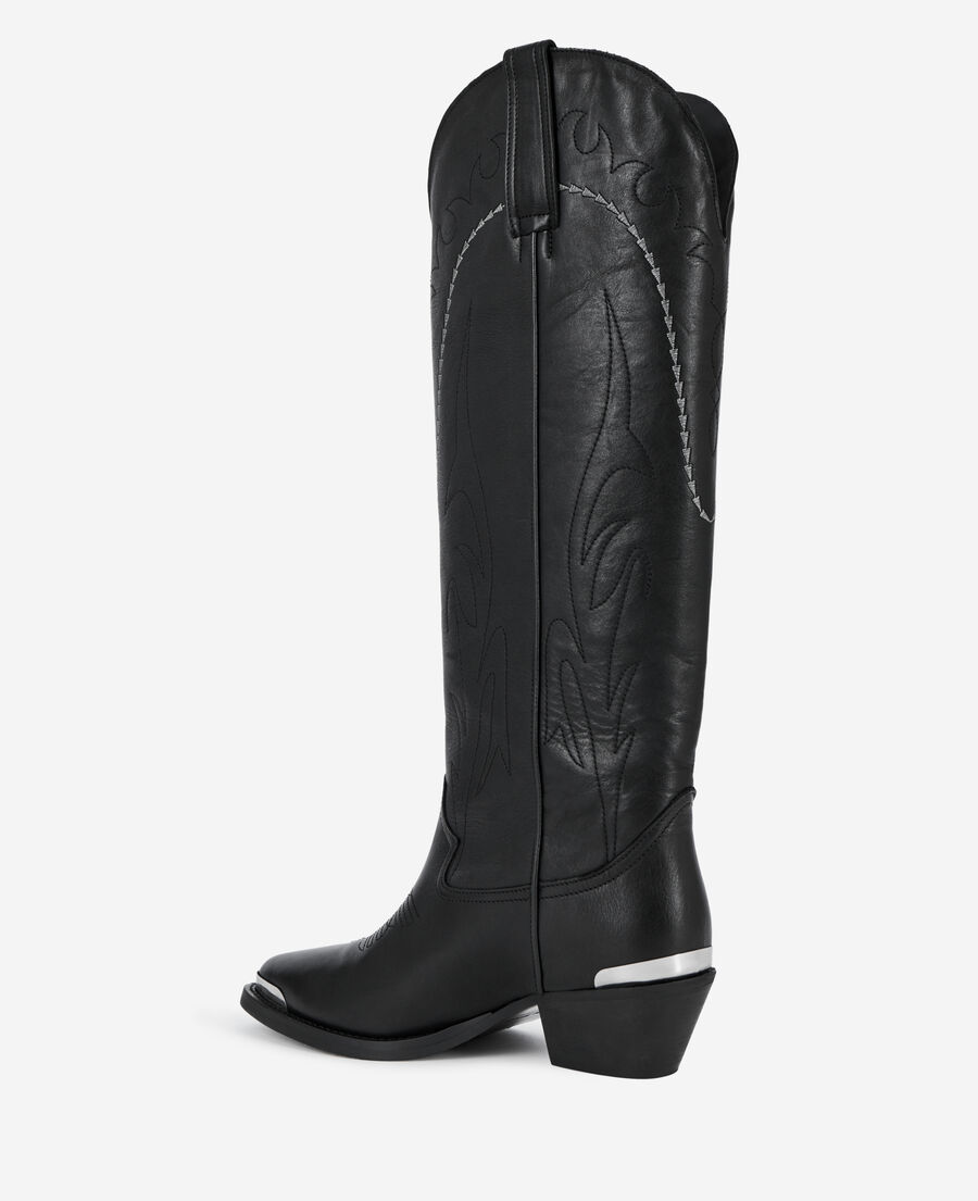 The Kooples DAMEN BLACK schwarze westernstiefel aus leder